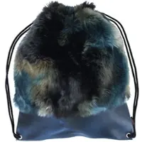 Apelt Fellkissen "Matchbag" Gr. 1, blau (petrol, bedruckt), B:42cm L:50cm, Polyester, Dekokissen_Sitzkissen_Kissenhüllen, Fellkissen, mit Zugschnüre