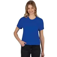 Trigema T-Shirt "T-Shirt aus 100% Baumwolle", Damen, Gr. XXL, blau (royal), Single Jersey, 100% Baumwolle, Basic, lang, Rundhals, Shirts T-Shirt