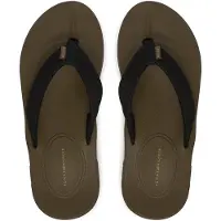 Tommy Hilfiger Zehentrenner "MOLDED HILFIGER LTH BEACH SANDAL" Sommerschuh, Dianette, Flat mit dezentem Label