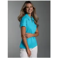 Trigema Poloshirt "Poloshirt ohne Knopfleiste", Damen, Gr. 3XL, blau (azur), Piqué, 100% Baumwolle, Basic, ohne Ausschnitt, Shirts Poloshirt
