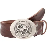 Rettungsring Gürtel Ledergürtel RETTUNGSRING GÜRTEL, Herren, Gr. 80, braun (dunkelbraun), Leder, unifarben, Gürtel Ledergürtel, mit austauschbarer Schließe »Oktopus Oval Silber«