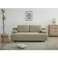 Otto Home Schlafsofa "ONNIKO, Breite: 192 cm, Liegefläche 121x192 cm, Feinstruktur-Bezug", beige, B:192cm H:84cm T:82cm, 100% Polyester, Sofas, Schlafsofa, mit Bettfunktion & Bettkasten