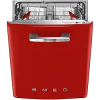 Smeg 50s Style Geschirrspüler Mit Drittem Rack 13 Anzahl Maßgedecke Rot 60 cm / EU Plug 220V Rot 60 cm