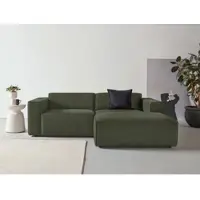 Home affaire Ecksofa "Noord mit Kedernaht, Breite 234 cm, L-Form", grün (khaki), B:234cm H:71cm T:161cm, 100% PES, Sofas, Ecksofa, Cord, Struktur, Webstoff, mit Wellenunterfederung, Massivholzrahmen