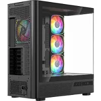Modecom Volcano AQ200 Midi PC Gehäuse, Schwarz, 3x 120 mm ARGB Lüfter, Panorama Glasfenster, passend für ATX und Micro-ATX Mainboards