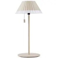 LINDBY LED-Akku-Tischleuchte Ilvi, beige, Alu, Ø 17,5 cm