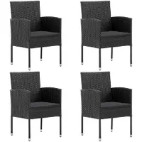 Syfax Gartenstühle mit Kissen in Schwarz 4 Stk. Schwarz Polyrattan