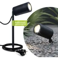 Longlife LED Gartenstrahler mit Erdspieß rund schwarz - Größe: Lang GU10 - Lichtfarbe: warmwe...