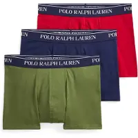 Ralph Lauren für Herren. 714830299205 3er-Set klassische Baumwoll-Boxershorts navy, grün, rot (XL), Heimtextilien, Baumwolle, Marine