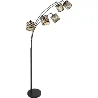 Mexlite Stehlampe - natürlich schwarz - Sumba - bambus metall - bogenlampe - E14 - 4493ZW -