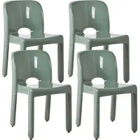 Beliani Esszimmerstuhl 4er Set Grün aus Kunststoff Stapelbar ohne Armlehnen Moderner Stil Stuhlset Plastikstühle für Garten Terrasse Esszimmer