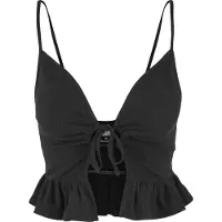 Urban Classics Ladies Waffle Pique Ruffle Top - 137877