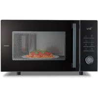 Medion Mikrowelle mit Grill und Heißluft, Airfryer & Heißluftfritteuse, 25 Liter, 900 W Mikrowellenleistung, Backofenfunktion, inkl. Air fryer Zubehör - Grillrack & Backteller - MD12231 dunkel grau