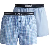 BOSS für Herren. 50480056 2er Pack Pyjama-Shorts Logo-Bund blau, Streifen blau (S), Homewear, Baumwolle
