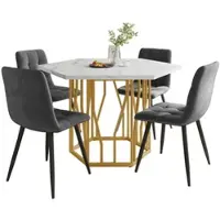 STILVORA Moderner Kommode Sideboard mit viel Stauraum und sechs Schubladen,Anrichte Beistellschrank mit goldene Griffe,Weiß