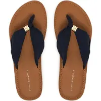 Tommy Hilfiger Zehentrenner "TH LTR FOOTBED SUMMER SANDAL" Sommerschuh, Strandschuh, Dianette, Flat mit Logoemblem