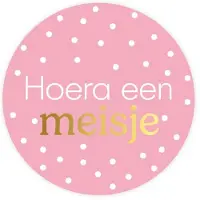 Merkloos Stickers Hoera een meisje Ø40mm 250st
