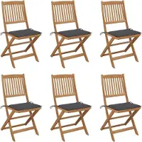 Syfax Klappbare Gartenstühle 6 Stk. mit Kissen Massivholz Akazie