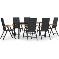 Syfax 7-tlg. Garten-Essgruppe Schwarz und Braun Poly Rattan