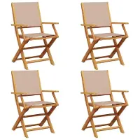 Syfax Gartenstühle 4 Stk. Klappbar Taupe Stoff und Massivholz