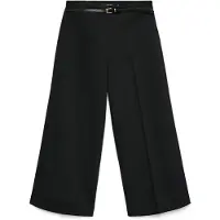 Vero Moda Anzughose "VMELMA HW WIDE CULOTTE BELT PANT NOOS", Damen, Gr. XS (34), Länge 32, schwarz, Web, Obermaterial: 95% Polyester, 5% Elasthan, unifarben, 7/8-Länge, Hosen Anzughose