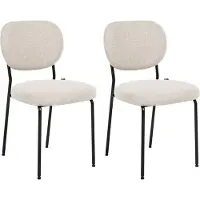 Beliani Esszimmerstühle 2er Set Hellbeige Stoff Gepolstert mit Schwarzen Beinen Ohne Armlehnen Modern Polsterstühle Küchenstühle Esszimmer Küche