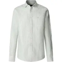 Hackett London für Herren. HM3010691 Hemd Bengal Leinen grün (L), Lässig, Klassisch, Langarm