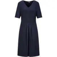 Goldner Jerseykleid "Kurzgröße Viskosekleid mit Kellerfalten" Ohne Taschen stretchbequemer Viskosejersey