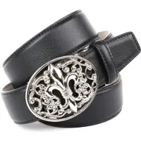 Anthoni Crown Ledergürtel , Damen, Gr. 110, schwarz, Leder, unifarben, Gürtel Ledergürtel, mit Lilien Schließe