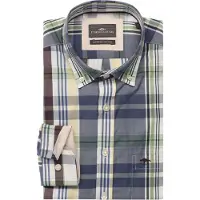 FYNCH-HATTON Langarmhemd , Herren, Gr. L, N-Gr, bunt (aubergine), Web, Obermaterial: 100% Baumwolle, kariert, regular fit normal, ohne Ausschnitt, Manschette, Hemden Langarmhemd, mit Logo Stickerei