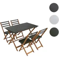 Mendler Garnitur HWC-P72, Sitzgruppe Gartenmöbel-Set Essgruppe 4x Stuhl Tisch, Akazie Holz klappbar natur-grün