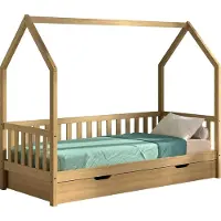 Vipack Hausbett Natur-Kabinenbett 90 x 200 mit Schublade