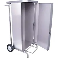 Saro Müllsammler MSH100 aus Edelstahl und Pedal mit 2 Räder für 100-130 Liter