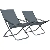 Syfax Klappbare Strandstühle 2 Stk. Stoff Grau