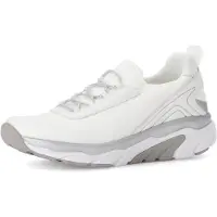 Gabor Damen Sneaker Low-Top Weiß mit Schnürung, gepolstertem Einstieg und dicker grauer Zwischensohle