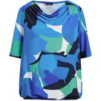 Goldner Kurzarmshirt "Kurzgröße Halbarmshirt mit Print", Damen, Gr. 19, blau (blau, grün, gemustert), Obermaterial: 95% Polyester PES. 5% Elasthan EL., gerade, Gerade, Shirts Kurzarmshirt, Gummibund