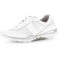 Gabor Sneaker ROLLINGSOFT, Mädchen, Gr. 42, weiß, Leder, Textil, unifarben, Schuhe Sneaker, mit sportlichem Mesheinsatz, Freizeitschuh, Halbschuh, Schnürschuh