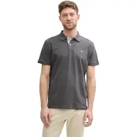 Tom Tailor 1100000002199 , Herren, Gr. 3XL, grau (schwarz shadow), Single Jersey, Obermaterial: 100% Baumwolle, unifarben, regular fit taillenbedeckt, Shirts 1100000002199, mit Knopfleiste und Logo