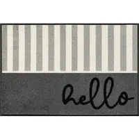Wash & dry Fußmatte "Hello Stripes", grau, B:50cm H:7mm L:75cm, Polyamid, BY KLEEN-TEX, Teppiche, Fußmatte