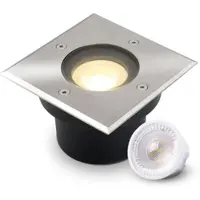 Longlife LED LED Bodeneinbaustrahler flach eckig Edelstahl 230V IP67 - Leuchtmittel: 5W 2700K...