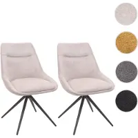 Mendler 2er-Set Esszimmerstuhl HWC-M65, Küchenstuhl Lehnstuhl Stuhl, drehbar Auto-Position Metall Stoff/Textil creme-beige