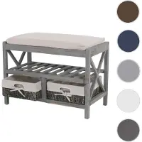 Generique Schuhregal HWC-C48, Sitzbank Schuhablage, Shabby-Look Vintage 45x65x34cm ~ grau