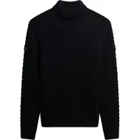Superdry für Herren. M6110673A Jacob Cable Roll navy Pullover (XL), Lässig, Wolle, Langarm, Marine