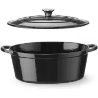 Hendi Emaillierter Gusseisentopf,6,88L,Schwarz,405x255x(H)134mm