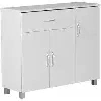 FineBuy Sideboard Weiß SETE 90 x 75 x 30 cm Schränkchen mit 1 Schublade 3 Türen Moderne Schlafzimmer Kommode Anrichte Esszimmer Schmaler Schuhschrank