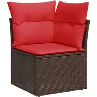 vidaXL 7-teiliges Gartensofa-Set mit Kissen, braun, Polyrattan
