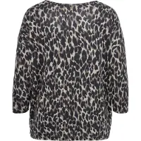 ONLY 3/4-Arm-Shirt "CARALBA 3/4 TOP", Damen, Gr. S, braun (braun leo), Jersey, Obermaterial: 95% Polyester, 5% Elasthan, figurumspielend kniefrei, Rundhals, Shirts 3/4-Arm-Shirt