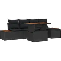vidaXL Gartensofa-set 6 stk. Schwarz und Braun