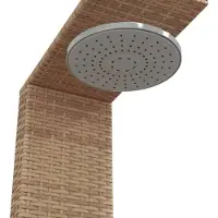 Super Merchant vidaXL Gartendusche Beige 100x100x241,5 cm Poly Rattan Akazienholz