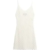 Superdry für Damen. W8011606A Kurzes Häkelkleid mit Trägern in Gebrochenem Weiß (XL), Lässig, Häkeln, Ärmellos / Hosenträger